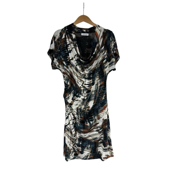 Calvin Klein Dresses & Skirts - Calvin Klein Multicolor Draped Neck Modest Career Dress Womens 10?